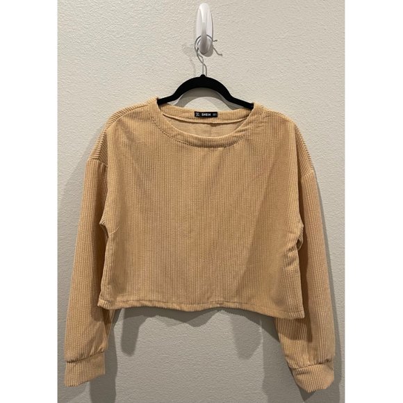 SHEIN Tan Longsleeve Crop Top - Picture 1 of 3